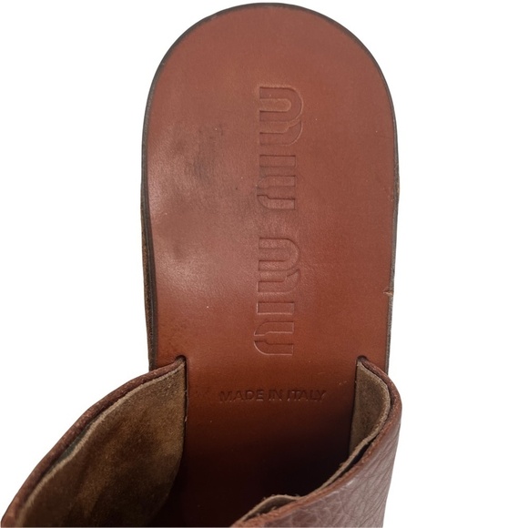 MIU MIU Cork Brown Wedge Platform Sandals Size 39 1/2 Women’s - Picture 12 of 14